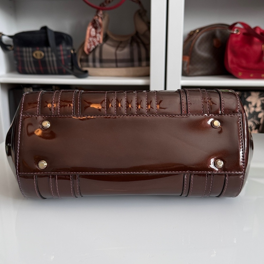 Balenciaga Monday Bowling Handbag Brown Patent Leather Satchel with COA - Picture 5 of 10